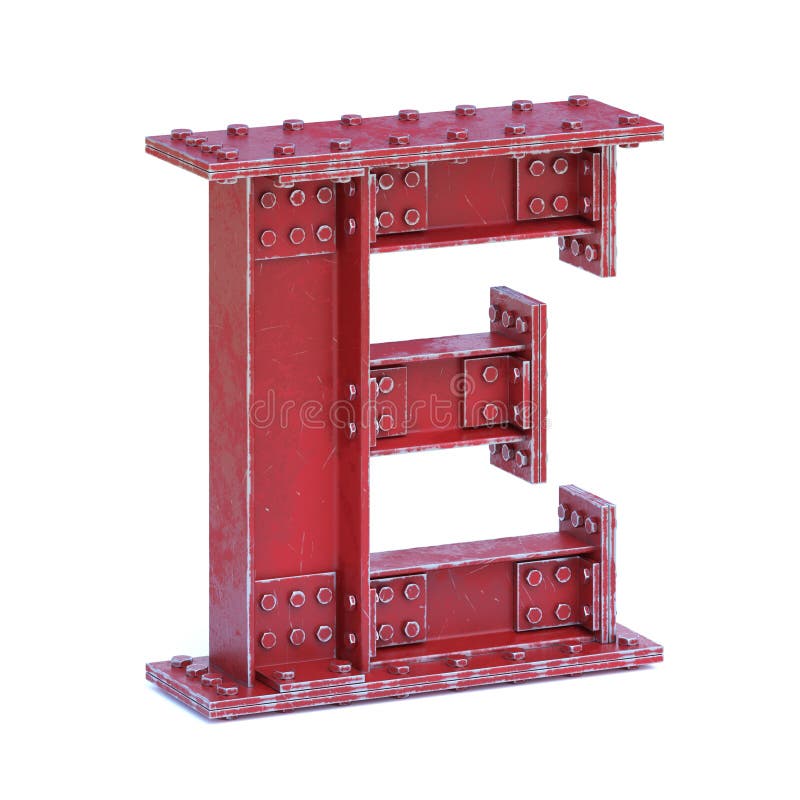 I beam font 3d rendering letter e vektor abbildung