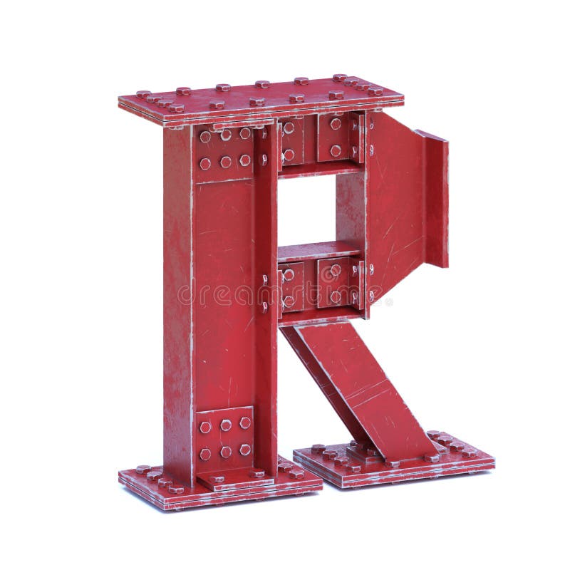 I beam font 3d rendering letter r stock abbildung