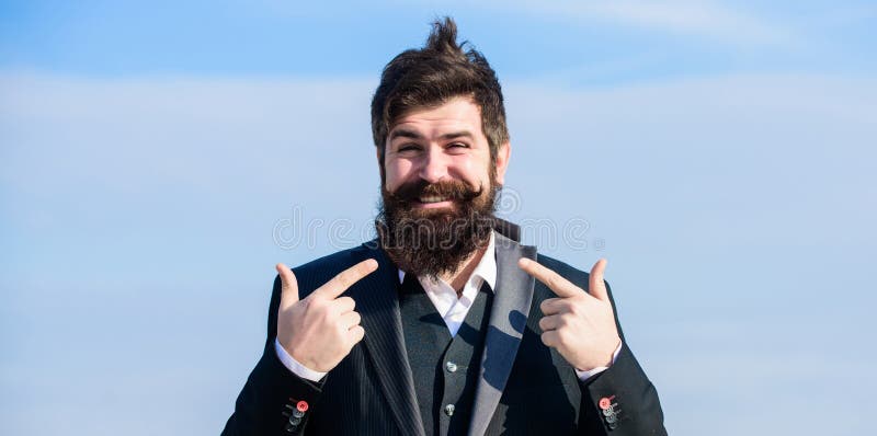 I am a boss. Businessman boss against the sky. Bearded man. brutal caucasian boss with moustache. Future success. Male stock images I am a boss. Businessman boss against the sky. Bearded man. brutal caucasian boss with moustache. Future success. Male stock images