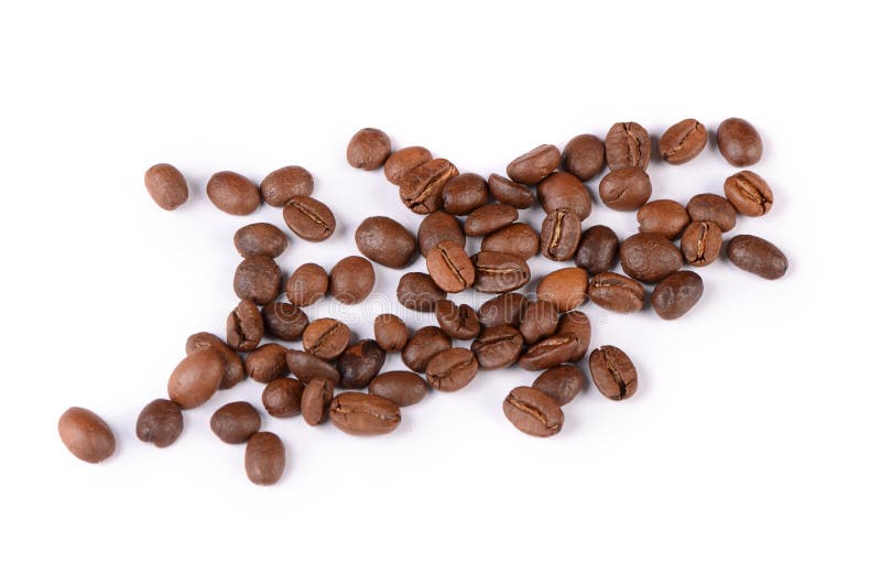 I chicchi di caffè isolati su bianco fotografie stock libere da diritti I chicchi di caffè isolati su bianco fotografie stock libere da diritti