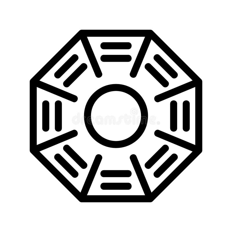 Symbols with diagram i ching hexagrams Royalty Free Vector