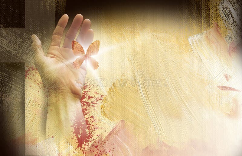 Download Christian Cross With Hand And Butterfly Stock Illustration ...