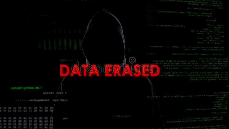 I dati hanno cancellato, tentativo infruttuoso di incidere il server, criminale sul fondo di codici