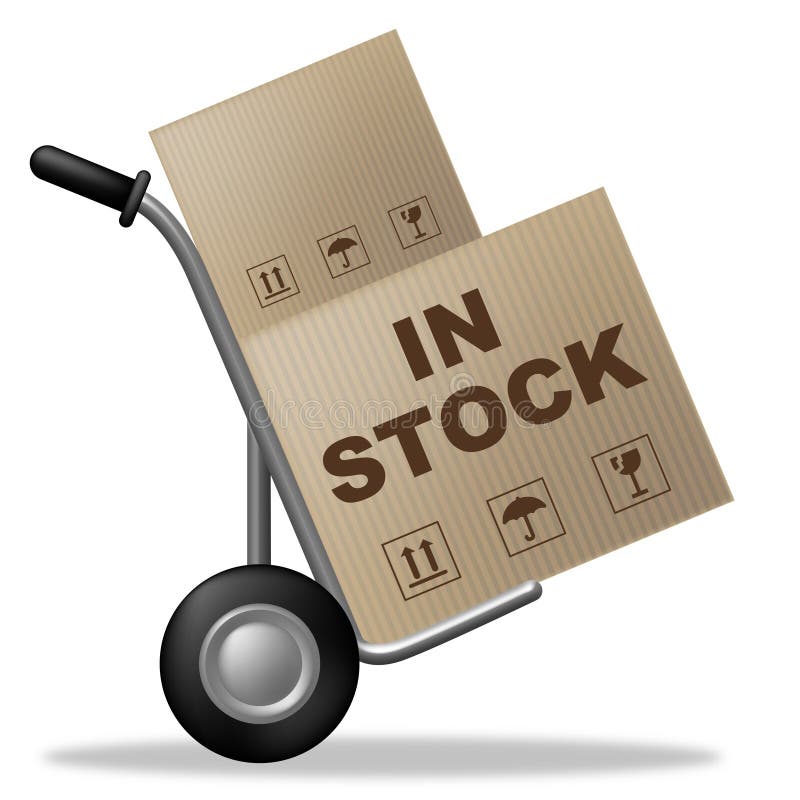 In Stock Indicating Shipping Box And Product. In Stock Indicating Shipping Box And Product