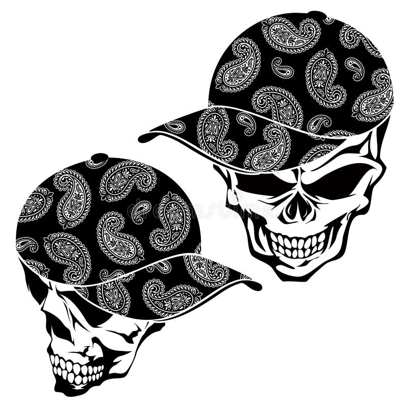 Skull Illustration Covered with a Cap, Stock Vector Illustration of