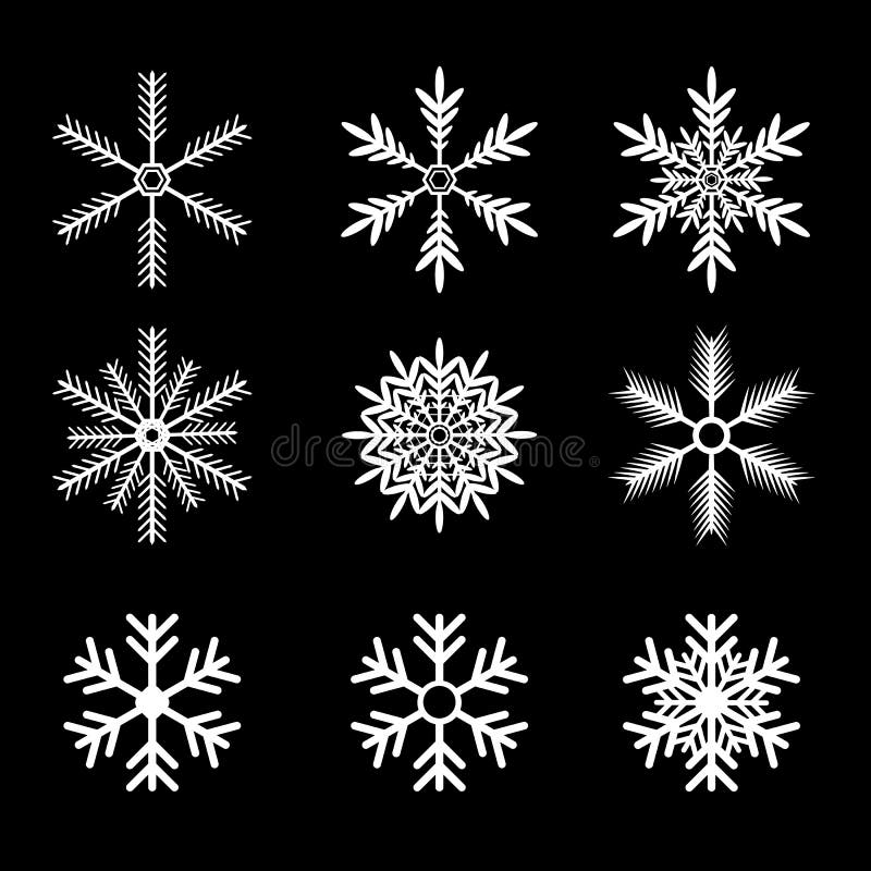 I fiocchi di neve vector l'insieme insieme bianco dell'icona del fiocco della neve
