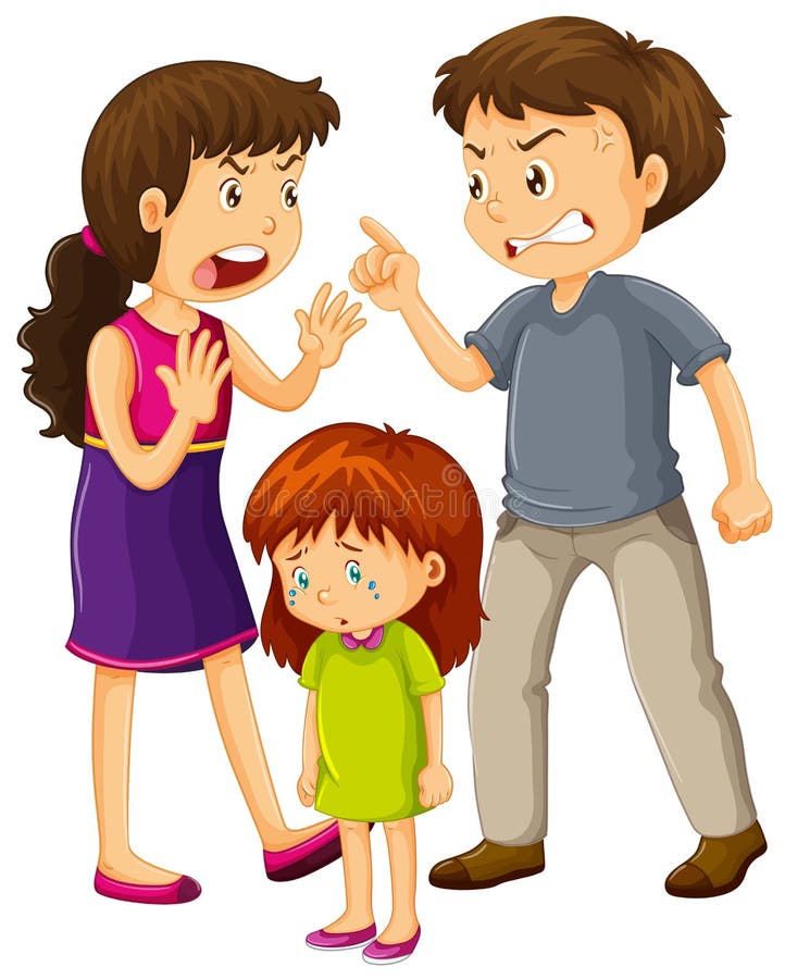 I genitori discutono e grida della bambina illustrazione vettoriale I genitori discutono e grida della bambina illustrazione vettoriale