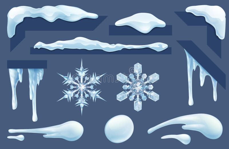 I ghiaccioli congelati ghiacciano e nevicano elementi di progettazione dell'inverno