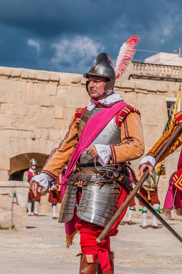 I Guardia ståta på St. Jonhs som är stolt i Birgu, Malta. arkivbilder I Guardia ståta på St. Jonhs som är stolt i Birgu, Malta. arkivbilder