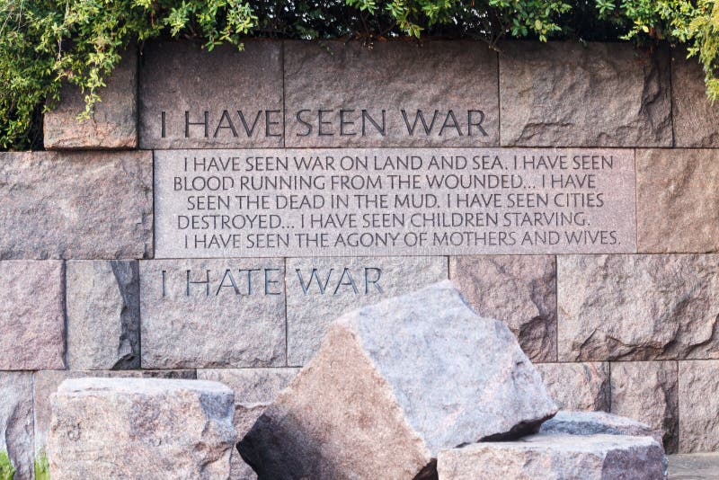 I Hate War Quotation FDR Memorial Washington DC Editorial Photography