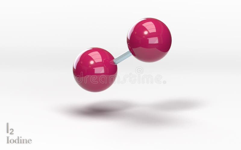 I2-Jod. Molekül mit Jodatomen 3d Renderin stock abbildung