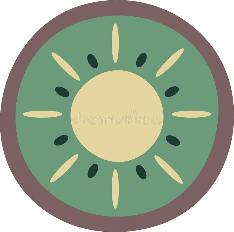 I kiwi affettati a metà rivelazione di polpa verde vibrante e di piccoli semi e di pelle testurizzata creano un'illustrazione colo illustrazione vettoriale