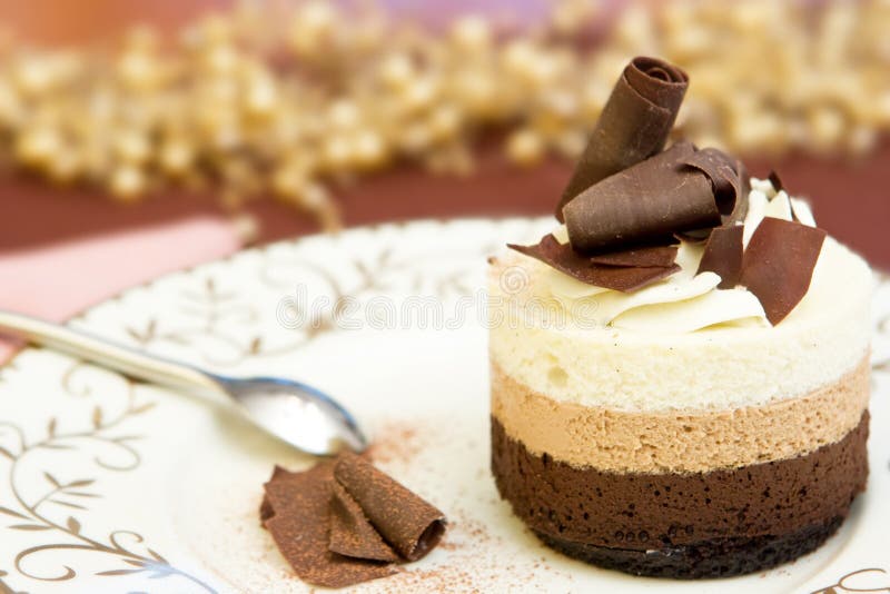 Freshly Prepared Chocolate Layered Mousse Cake. Freshly Prepared Chocolate Layered Mousse Cake