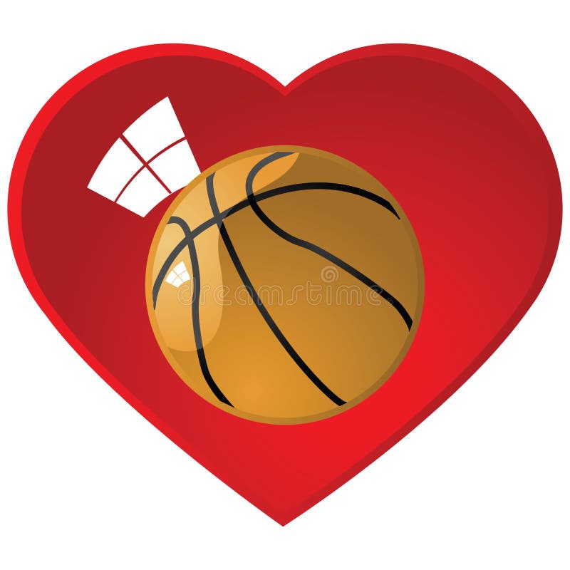 Red Heart Inside Basketball Ball Stock Vector Illustration of ball
