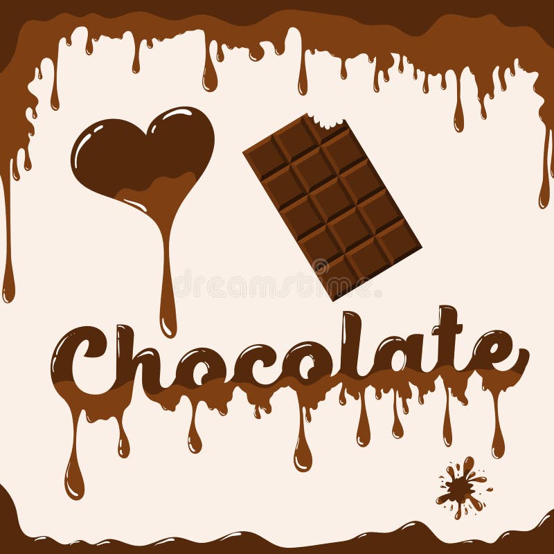 I Love Chocolate Template with Melting Effect Stock Vector