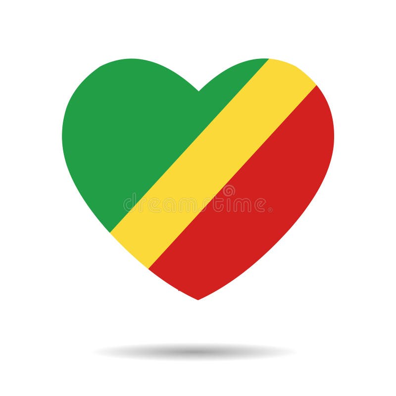 I love Congo. Congo flag heart vector illustration isolated on white background stock illustration