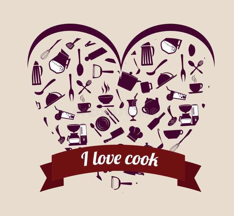 I love cook stock vector. Illustration of knife, dish 34639963