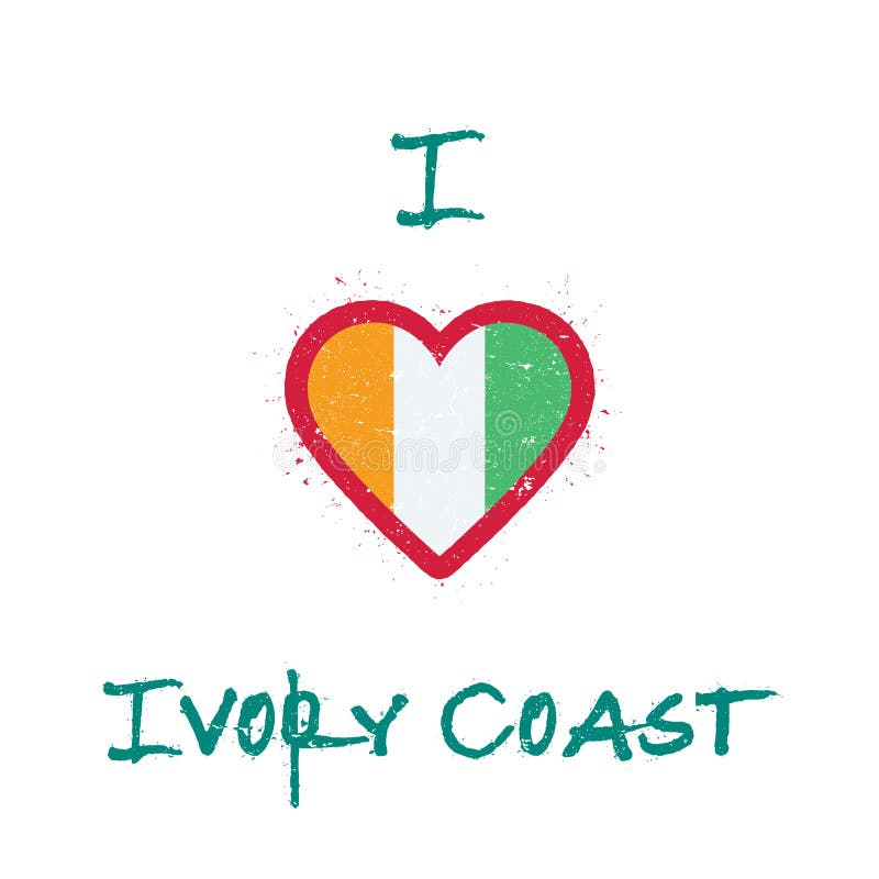 I Love CÃ´te D`Ivoire with Heart Flag Shape Vector Stock Vector