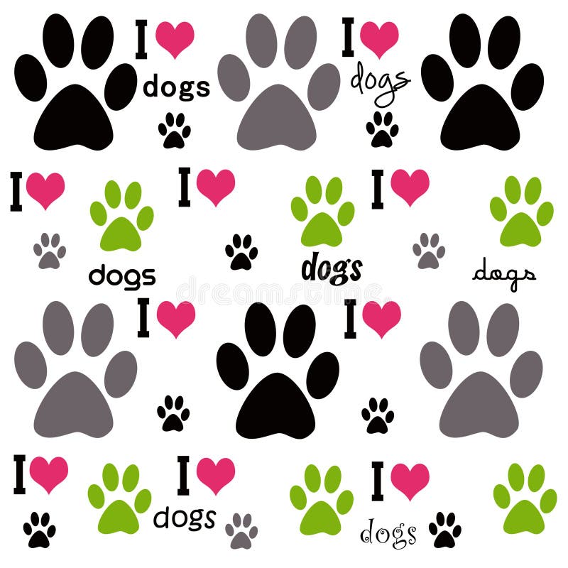 I Love Dogs Background stock illustration. Illustration of prints