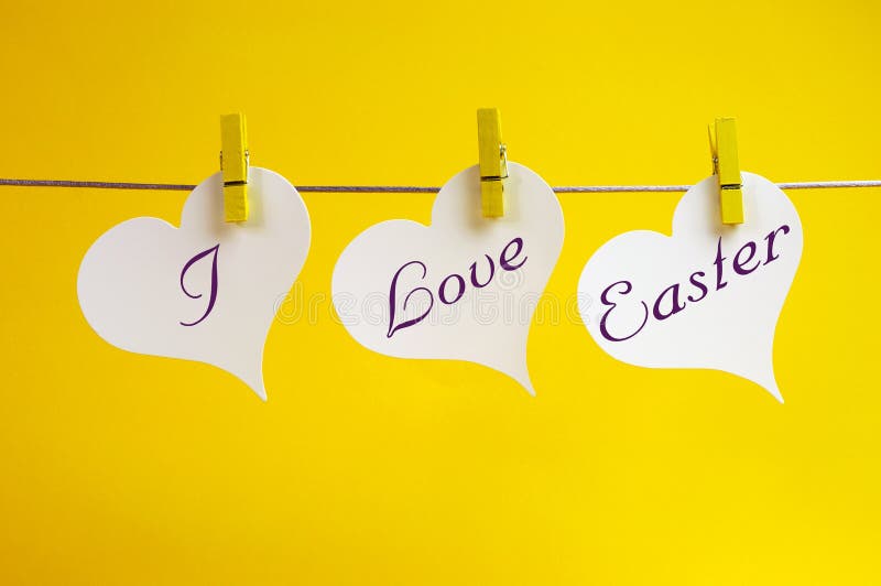 I Love Easter message hanging from pegs on a line