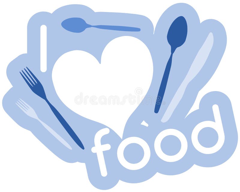 Colorful I love food illustration isolated