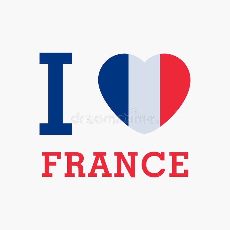 I Love France with Heart Flag Shape Vector Stock Vector Illustration