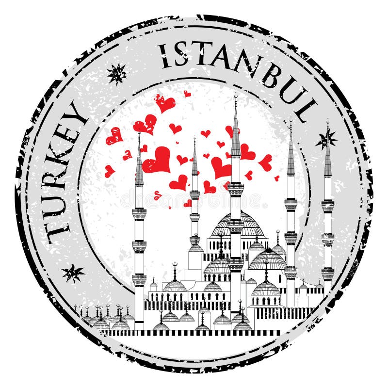 I Love Istanbul Design stamp vector The Blue Mosque