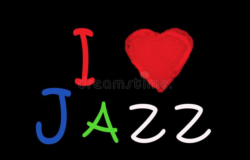 I love jazz on redthea blackbord. vector illustration I love jazz on redthea blackbord. vector illustration