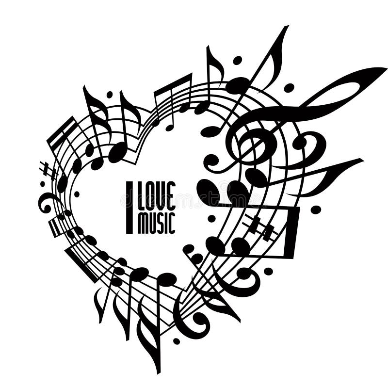 I love music concept, black and white design.