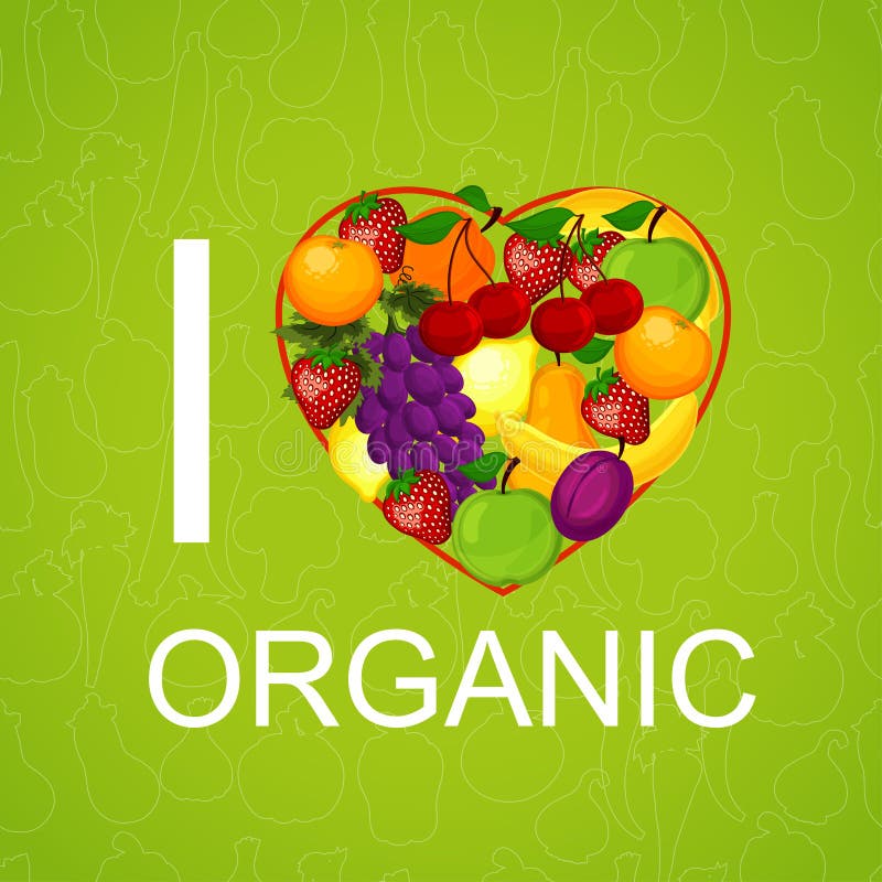 I love organic food an illustration