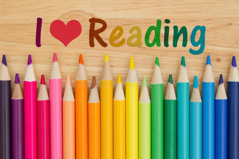 I Love Reading Message with Pencil Crayons Stock Photo Image of reading, education 93756672
