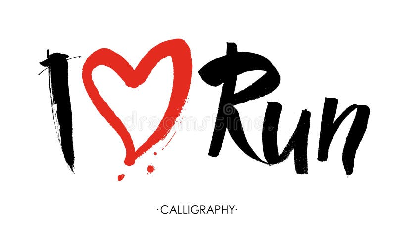 I love run calligraphy text hand drawn Royalty Free Vector