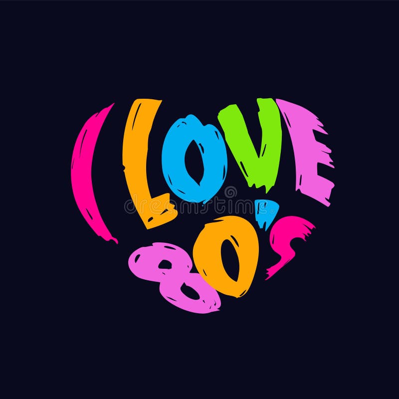 I Love 80s Heart Retro Logo Stock Vector - Illustration of decade