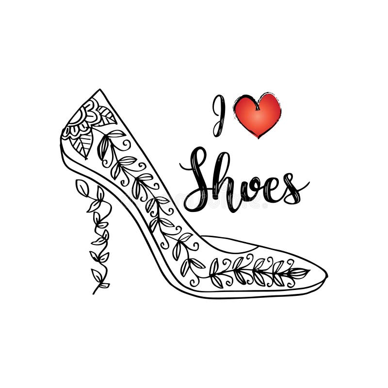 I love shoes stock vector. Illustration of drawing, feminine - 114905132