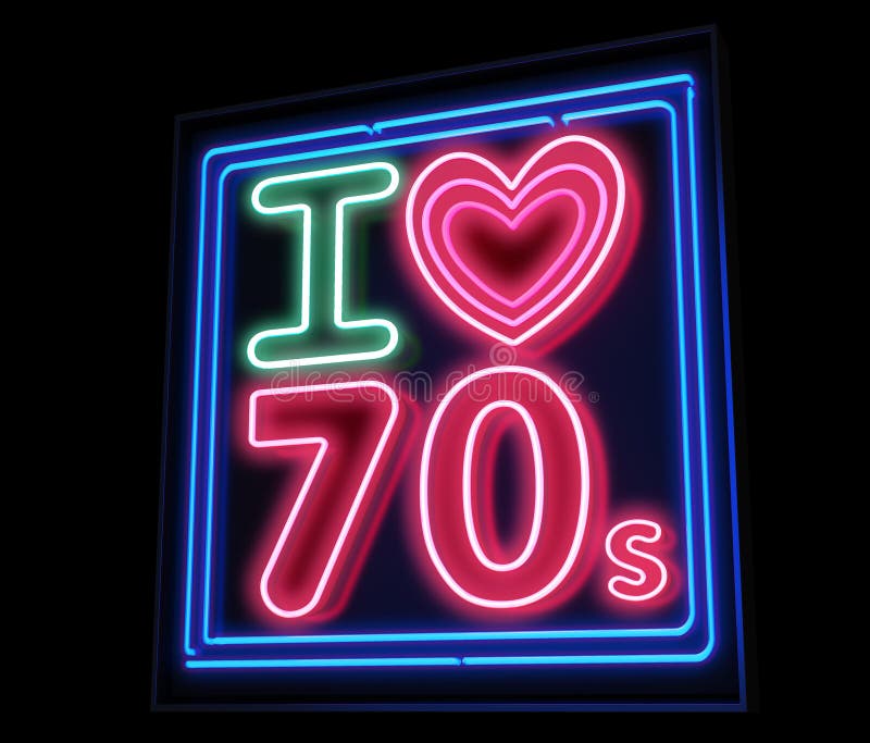 I love th 70s decade neon sign isolated