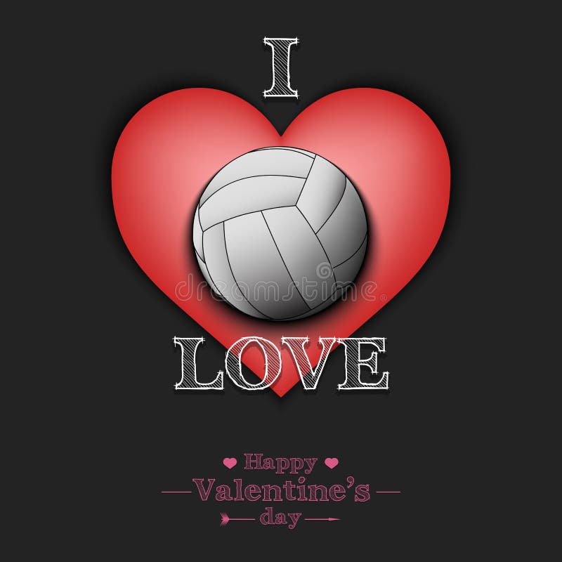 I love volleyball stock vector. Illustration of valentine - 210035219