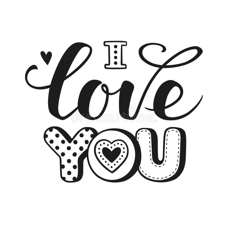 I love you calligraphic Lettering royalty free illustration 