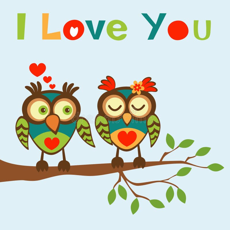 I love you card with two owls