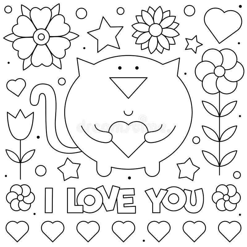 Cat Love Coloring Page Stock Illustrations – 807 Cat Love Coloring Page ...