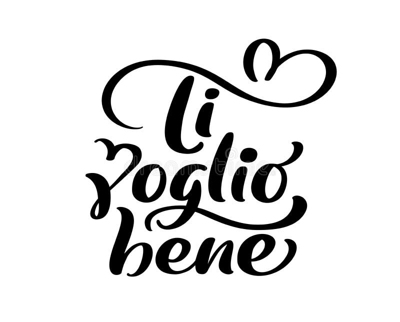 Ti Voglio Bene. I Love You Phrase on Italian. Hand Drawn Lettering