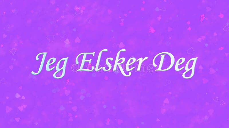I Love You text in Norwegian Jeg Elsker Deg on purple background. 