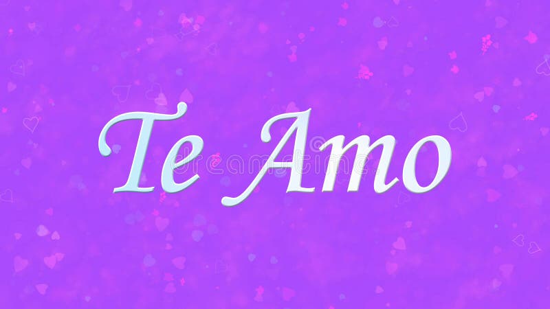 I Love You text in Portuguese and Spanish Te Amo on purple background. 