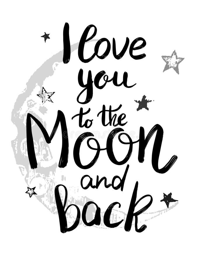 i love you to the moon and back template for card or poster. Vector illustration