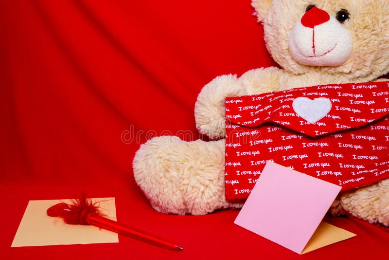 I LOVE YOU. Valentine& x27;s hearts on red envelope background. Symbol of love. Happy Valentines Day background concept. stock images I LOVE YOU. Valentine& x27;s hearts on red envelope background. Symbol of love. Happy Valentines Day background concept. stock images