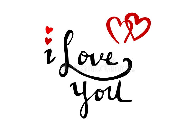 Love you romantic hand drawn lettering text with doodle drawings. 8048885  Vector Art at Vecteezy