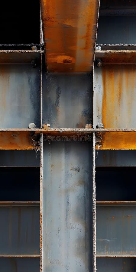 Close-up of rusted metal structure with rivets and bolts royalty free illustration