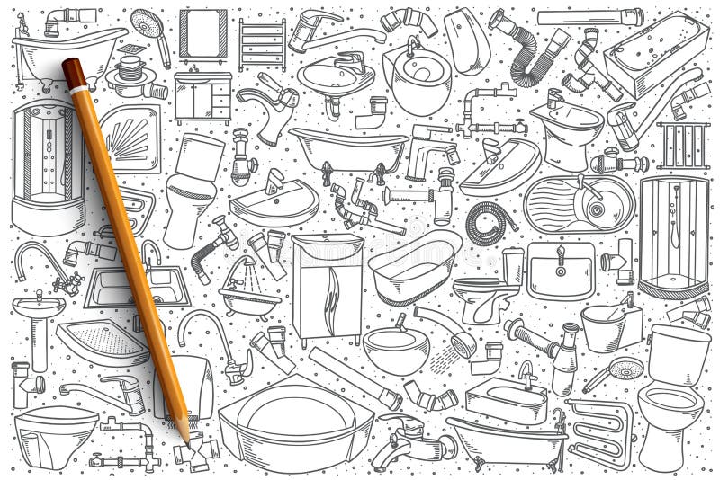 I materiali sanitari disegnati a mano hanno messo il fondo illustrazione vettoriale I materiali sanitari disegnati a mano hanno messo il fondo illustrazione vettoriale