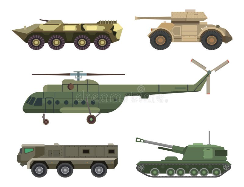 I militari trasportano i carri armati di guerra dell'esercito di tecnica del veicolo di vettore e l'illustrazione dell'arma del t