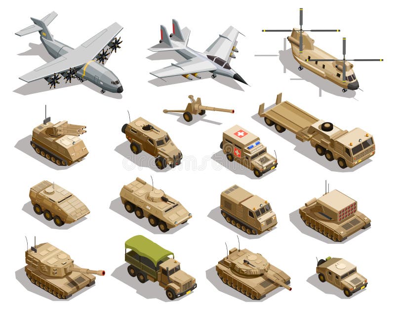 I militari trasportano le icone isometriche messe royalty illustrazione gratis I militari trasportano le icone isometriche messe royalty illustrazione gratis