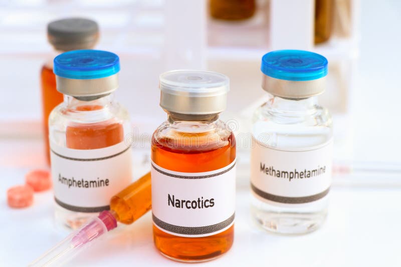 narcotics in a vial, narcotics are dangerous to health or brain nervous system. narcotics in a vial, narcotics are dangerous to health or brain nervous system